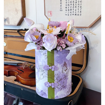 新中式抱抱桶教师节礼物香皂花花艺摆设高级感假花逼真仿真花礼品