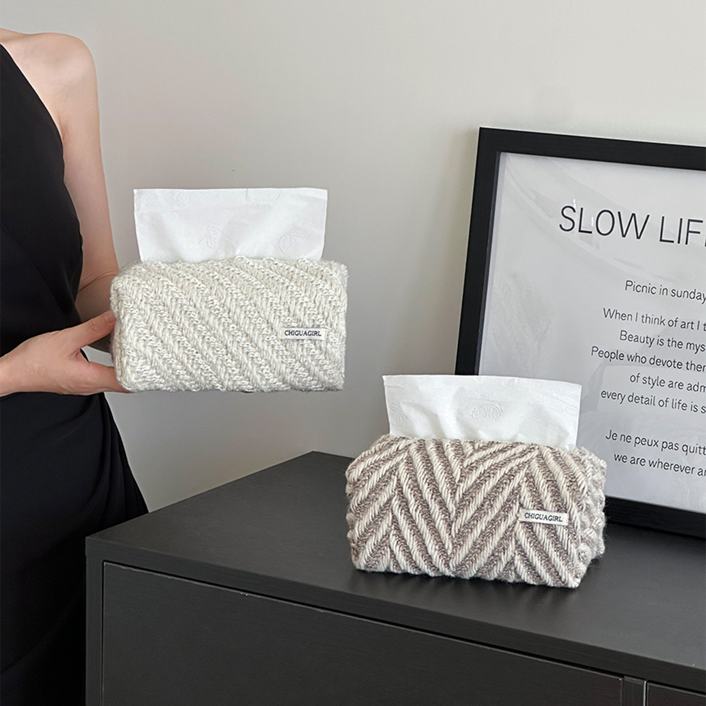 北欧风家用纸巾盒客厅高档布艺抽纸盒高颜值纸巾套桌面小众纸巾袋