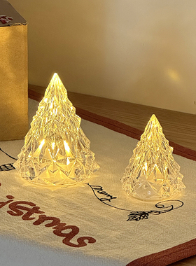 高级感圣诞树电子蜡烛小夜灯烛台办公室桌面装饰摆件圣诞节装饰品