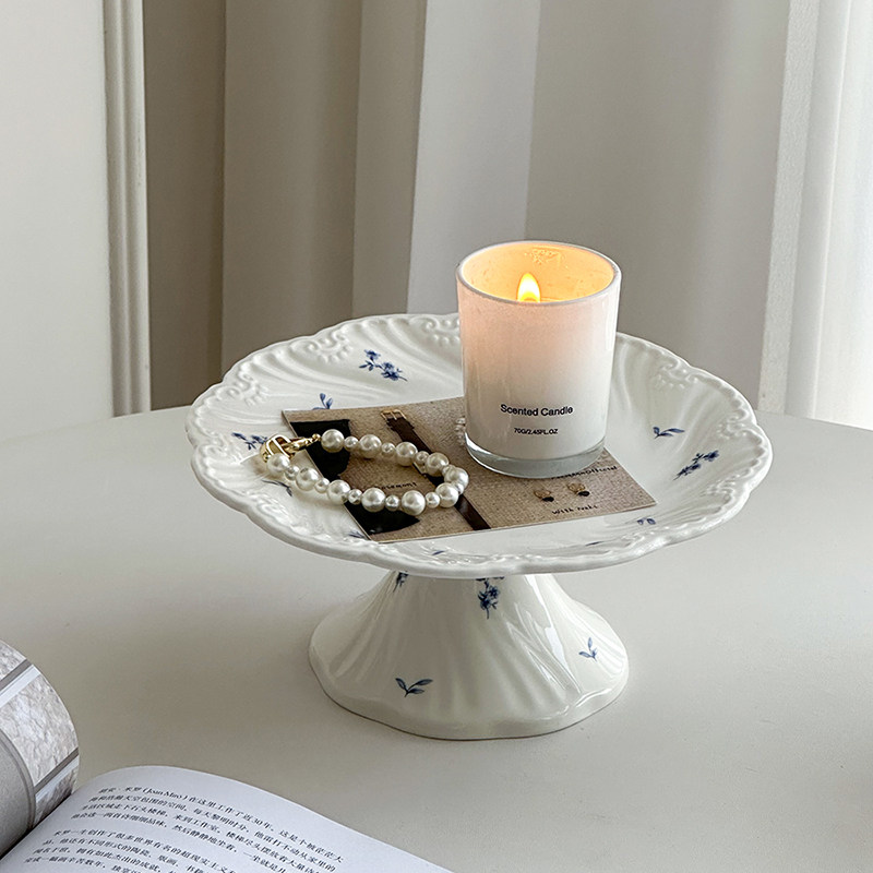 香薰托盘高级感项链戒指饰品收纳展示盘陶瓷高脚果盘摆件装饰道具,家居饰品,香薰托盘,淘宝优惠券,粉丝福利购,淘宝优惠卷