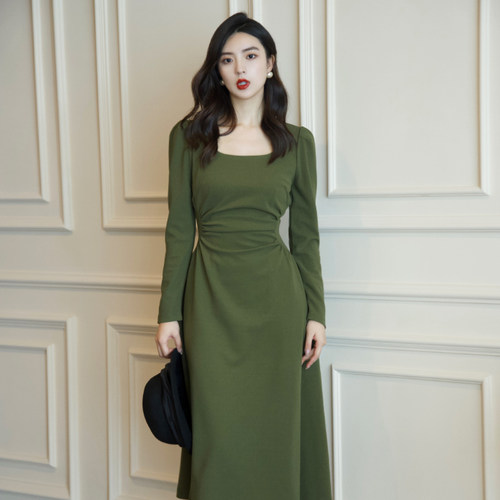 复古打底裙赫本小红裙年会礼服裙