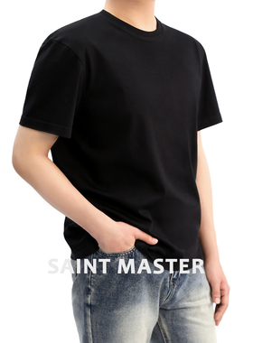 SAINT MASTER桑蚕丝莫代尔重磅纯棉180gt恤男士上衣透气舒适短袖