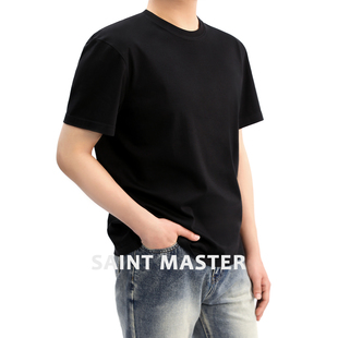 上衣透气舒适短袖 MASTER桑蚕丝莫代尔重磅纯棉180gt恤男士 SAINT
