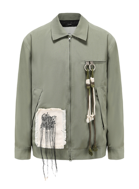 Saint Master SONG FOR THE MUTE 抹茶绿贴布挂绳拉链夹克