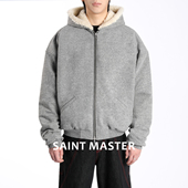 SAINT MASTER超重磅羊毛混纺拉链连帽夹克卫衣日常秋冬新款 棉服