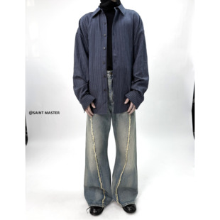 SAINT MASTER2026春季新款男士长袖休闲日常简约竖条纹衬衫