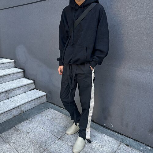【清仓折扣】FEAR OF GOD FOG 黑白排扣裤工装尼龙运动裤