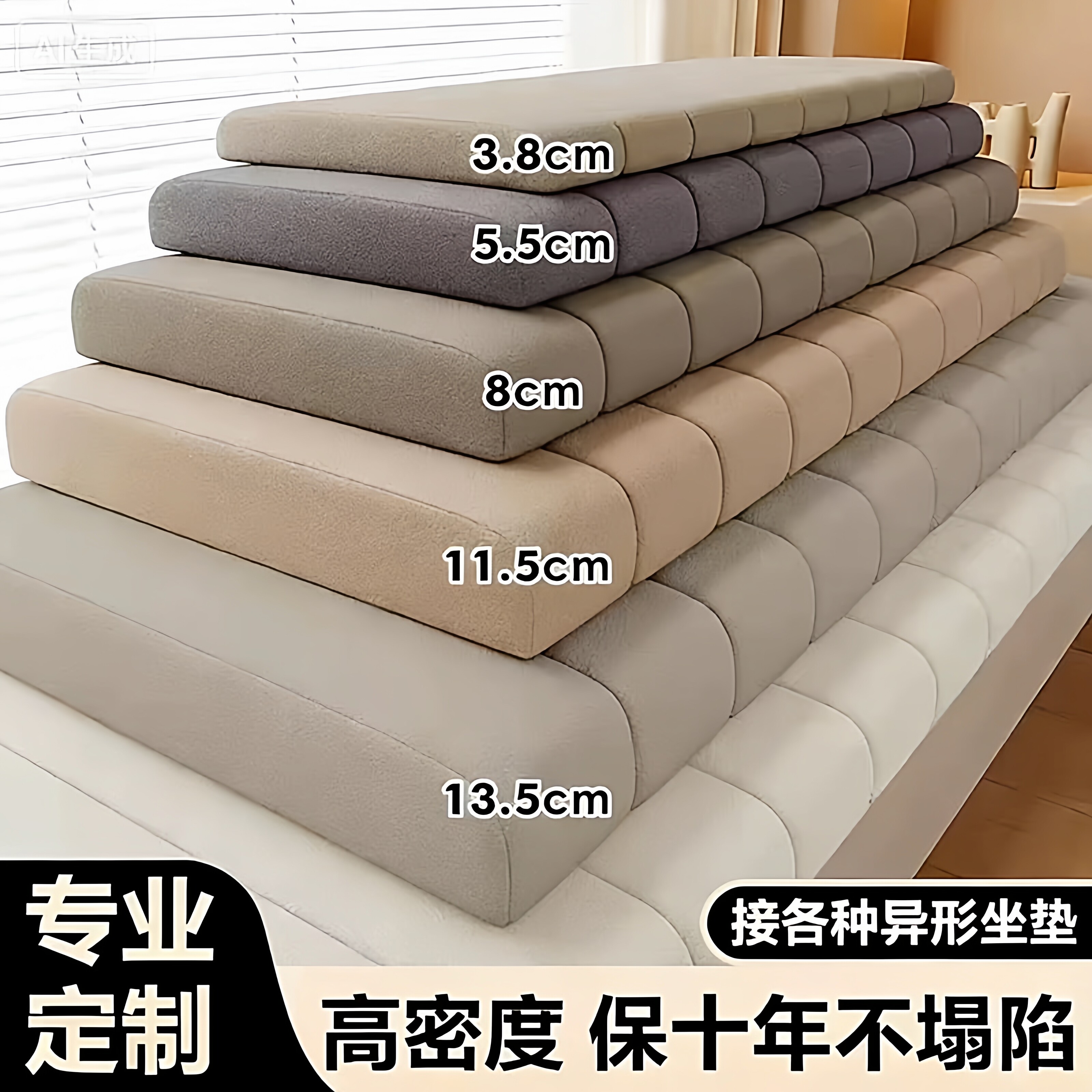 高密度飘窗垫窗台垫四季通用海绵坐垫2025新款简约阳台垫子定制