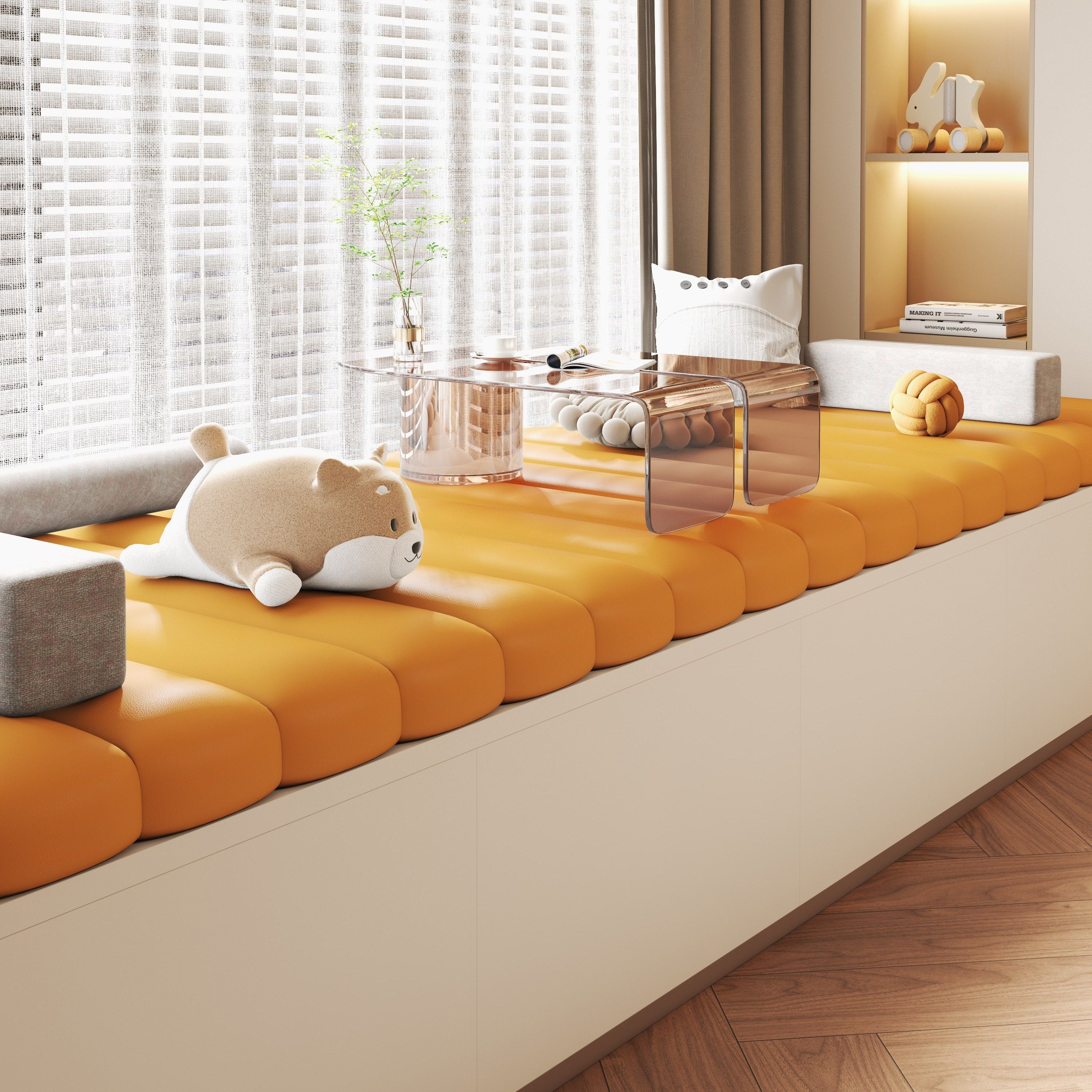 泰迪绒飘窗垫四季通用轻奢高级感高回弹高密度阳台垫窗台垫子定制