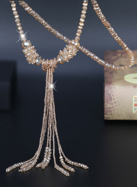 时尚流苏长款毛衣链玻璃水晶
