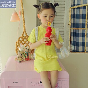 现货大卜菜amber韩国童装女童针织连衣裙夏新儿童气质弹力裙子