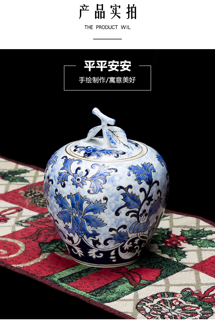 新中式风手绘花瓶电视柜创意摆件