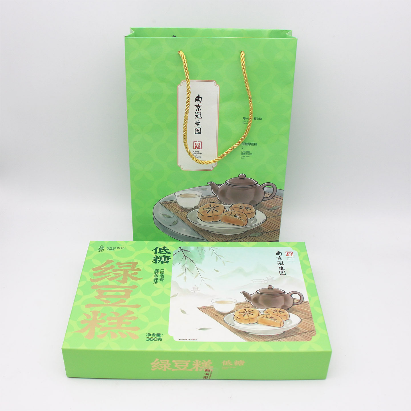 南京冠生园盒装绿豆糕传统端午节绿豆糕小吃糕点食品 360克/盒