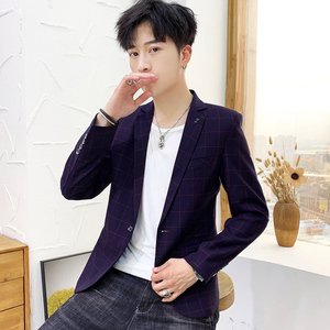 2021新款西装男秋季韩版修身青少年英伦风百搭小西服外套X05-P90图片