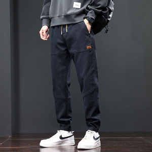 加厚保暖休闲裤秋冬季男士宽松束脚裤纯色长裤GF9611-P35/加绒P45图片