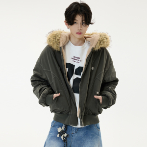 美式复古毛领座山雕连帽棉服外套冬季新款潮牌加厚棉衣YD03-P140图片
