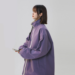 美式情侣双面穿外套男女春秋新款宽松大码百搭立领夹克XS859-P55图片