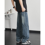 美式高街cleanfit微喇牛仔裤男秋冬季宽松直筒休闲裤子YZ99-P50，男装休闲裤，星座509