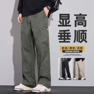 工装裤男2024美式潮牌伞兵裤宽松垂感拖地休闲长裤子男Z9857-P50图片