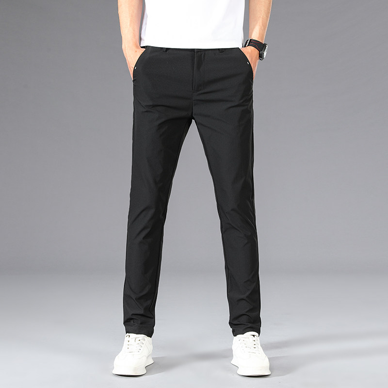 冰丝裤子男秋季超薄直筒小脚男裤弹力休闲裤男士长裤子C9118-P30，男装休闲裤，星座509