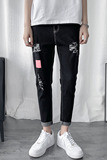 2021秋季男士牛仔裤男潮牌弹力修身小脚九分韩版潮流破洞，男装牛仔裤，星座509