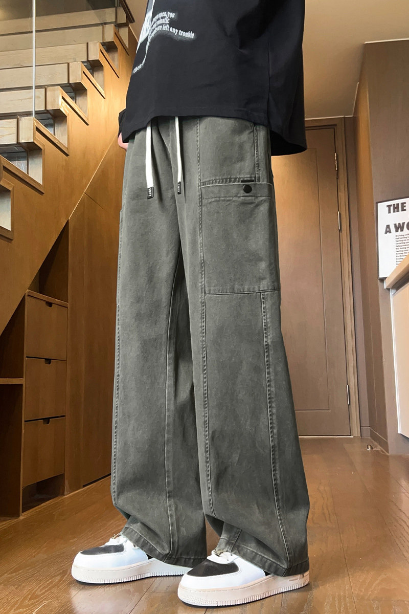 裤子男士秋冬新款直筒工装冲锋裤宽松春秋阔腿休闲长裤Z2345-P50,男装休闲裤,星座509