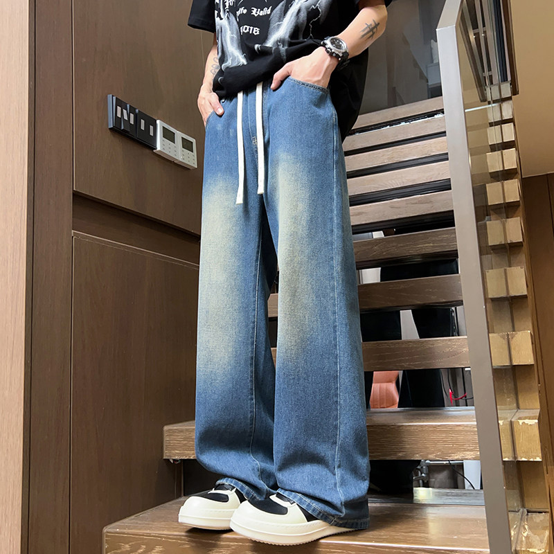 vibe美式高街牛仔裤男款秋季宽松直筒潮流百搭休闲长裤Z2507-P35,男装牛仔裤,星座509