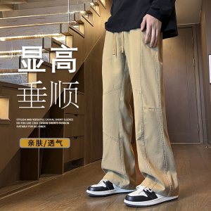 美式微喇牛仔裤男秋冬季休闲直筒阔腿裤子潮流复古高街Z9871-P45图片