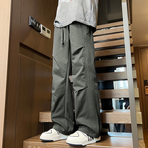 美式铆钉伞兵冲锋裤男秋季阔腿休闲裤宽松工装长裤子潮Z9855-P45图片