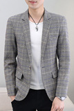小西装男韩版潮流青年修身帅气西服英伦风格纹休闲外套S2110-P80，男装西服套装，星座509