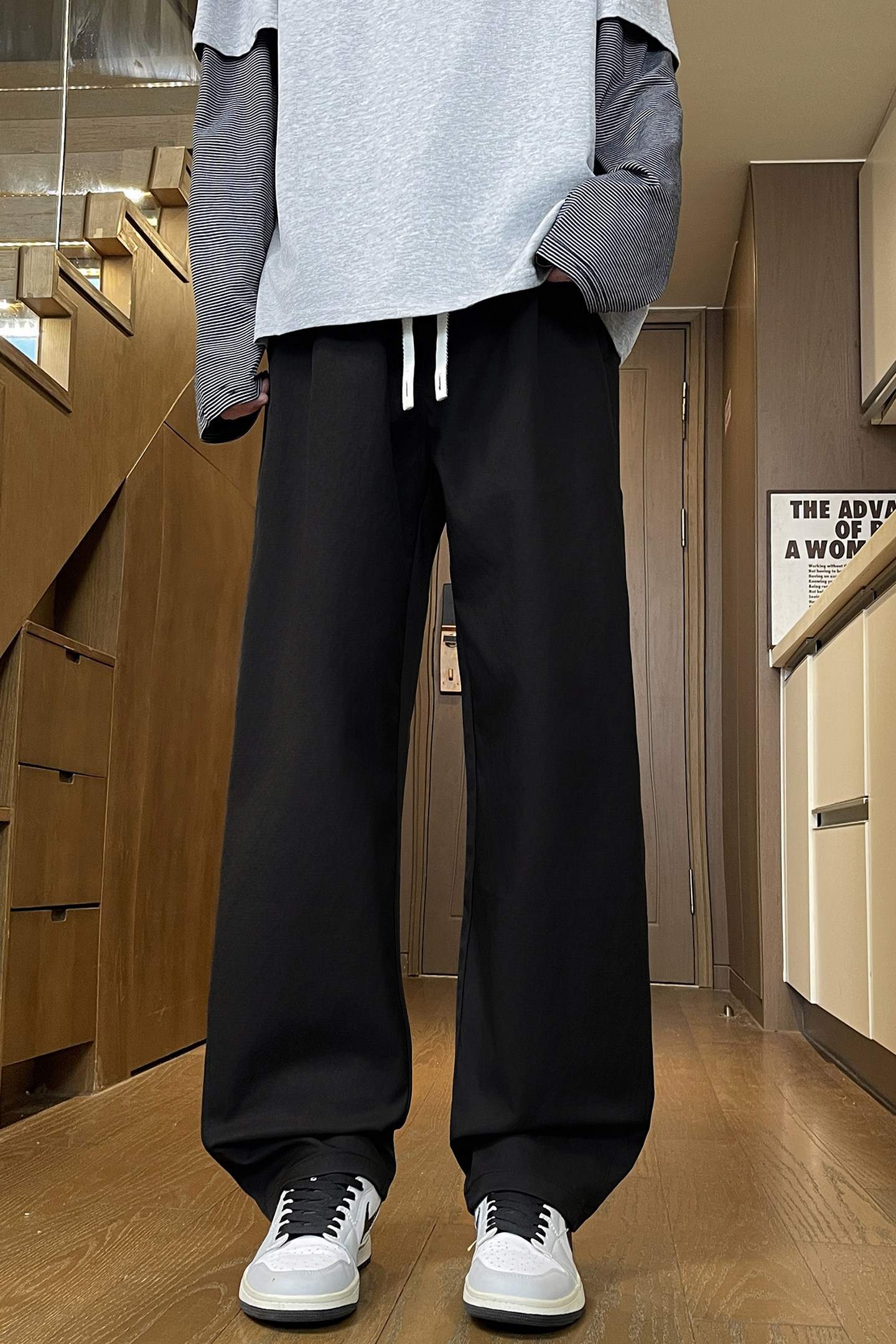 休闲裤男生秋冬季宽松直筒日系潮牌裤子纯色户外男士长裤M557-P40,男装休闲裤,星座509