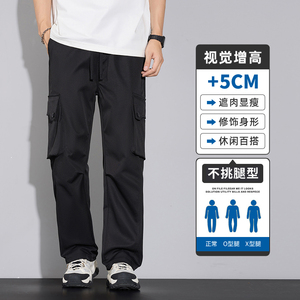 2025秋季新款美式潮牌抽绳宽松直筒工装裤男款休闲长裤D3031-P45图片
