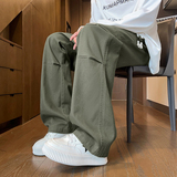工装裤男秋冬天宽松抽绳直筒裤个性拼接褶皱美式伞兵裤Z9852-P50，男装休闲裤，星座509