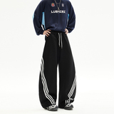 美式复古三条杠阔腿弯刀卫裤男女宽松休闲运动潮牌裤子YD9096-P65，男装休闲裤，星座509