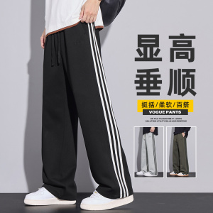 美式条纹拼接休闲裤男生秋季运动直筒卫裤宽松阔腿长裤Z2565-P45图片