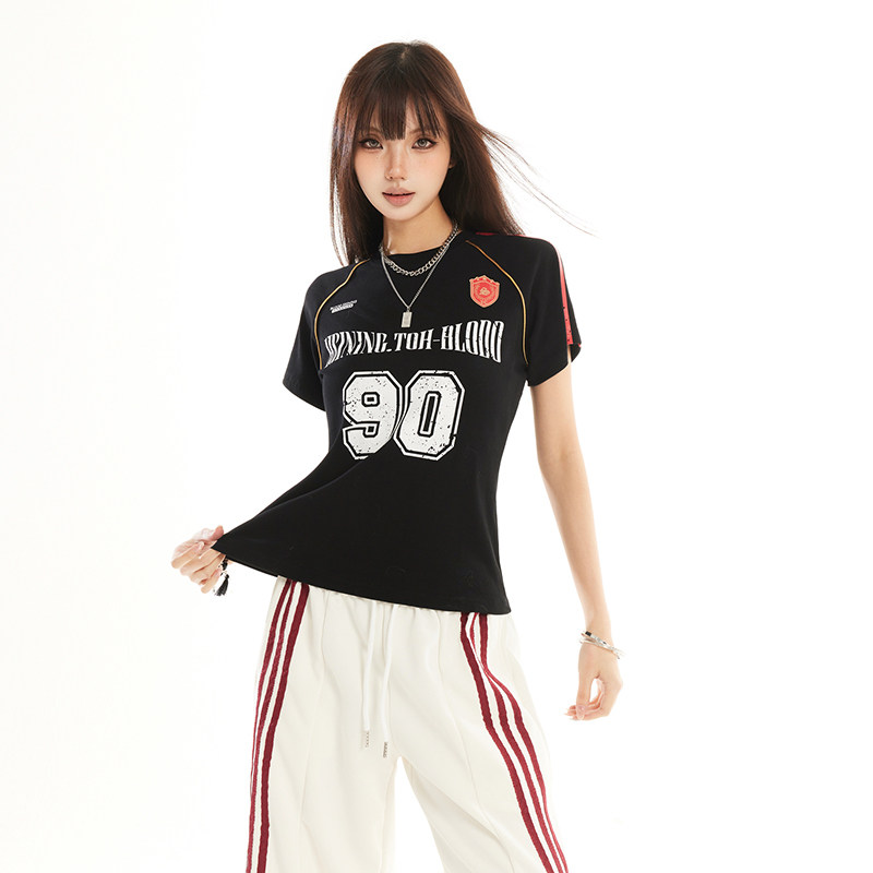 美式blokette球衣条纹短袖t恤男女复古潮牌辣妹运动上衣YD266-P35，男装T恤，星座509