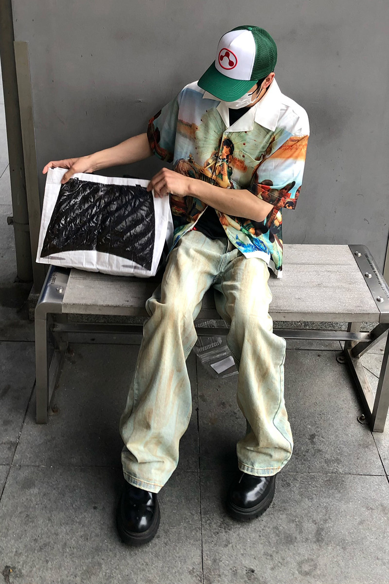 秋季新品潮牌设计抹染牛仔裤cleanfit宽松直筒高级感长裤YA64-P80,男装牛仔裤,星座509