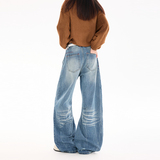 美式复古阔腿牛仔裤男女2026春季宽松显瘦阔腿弯刀长裤YD9079-P75，男装牛仔裤，星座509