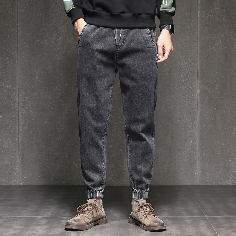 Jeans men's Corset elastic waist men's work clothes long pants autumn winter style Korean version trend