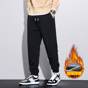 休闲裤男士秋冬季美式潮牌加厚宽松束脚运动裤Z2351-P45/加绒P52，女装休闲裤，星座509