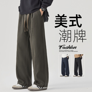 GENIOLAMODE美式抽绳直筒运动休闲裤男士秋季新款青少年宽松长裤图片