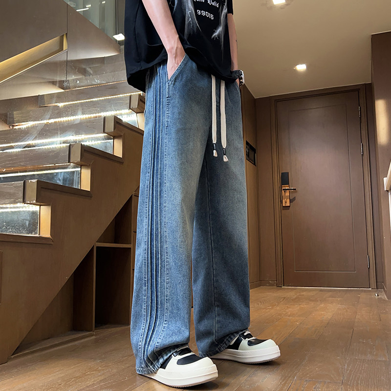 工装牛仔裤直筒宽松阔腿春季男长裤复古美式高街裤子Z2505-P40,男装牛仔裤,星座509