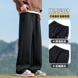 华夫格阔腿裤男生秋季新款宽松直筒百搭拖地休闲长裤子Z9868-P40，男装休闲裤，星座509