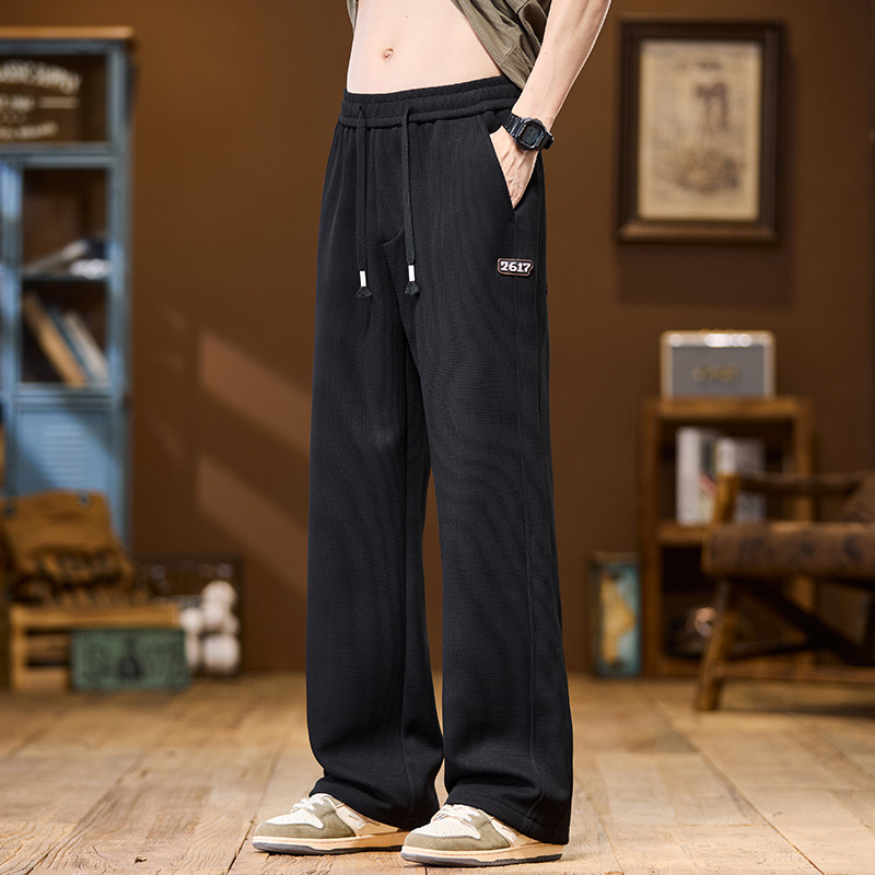 休闲裤子男士秋季款宽松直筒潮牌运动卫裤男生阔腿长裤Z9868-P40，男装休闲裤，星座509