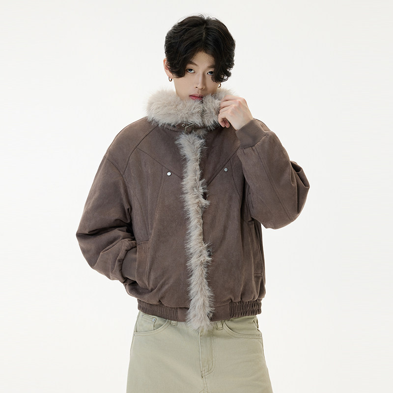美式座山雕加厚毛领棉服男女冬季新款宽松保暖棉袄夹克YD02-P130图片