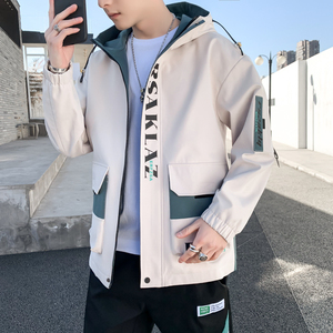 外套男士春秋2021新款韩版潮痞帅搭配工装夹克连帽上衣DS217-P65图片