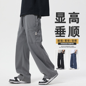 美式高街男士休闲裤莱赛尔天丝宽松直筒裤秋冬工装裤子Z2512-P50图片