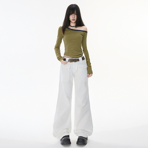 灰色微喇工装裤男女夏季2025新款美式高街宽松喇叭裤YD9041-P75，男装工装外套，星座509