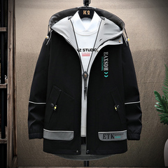 休閒帥氣外套男士青少年新款潮流百搭字母工裝夾克春季