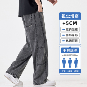 秋季超薄工装牛仔裤美式潮牌阔腿休闲长裤直筒宽松垂顺Z2548-P45图片